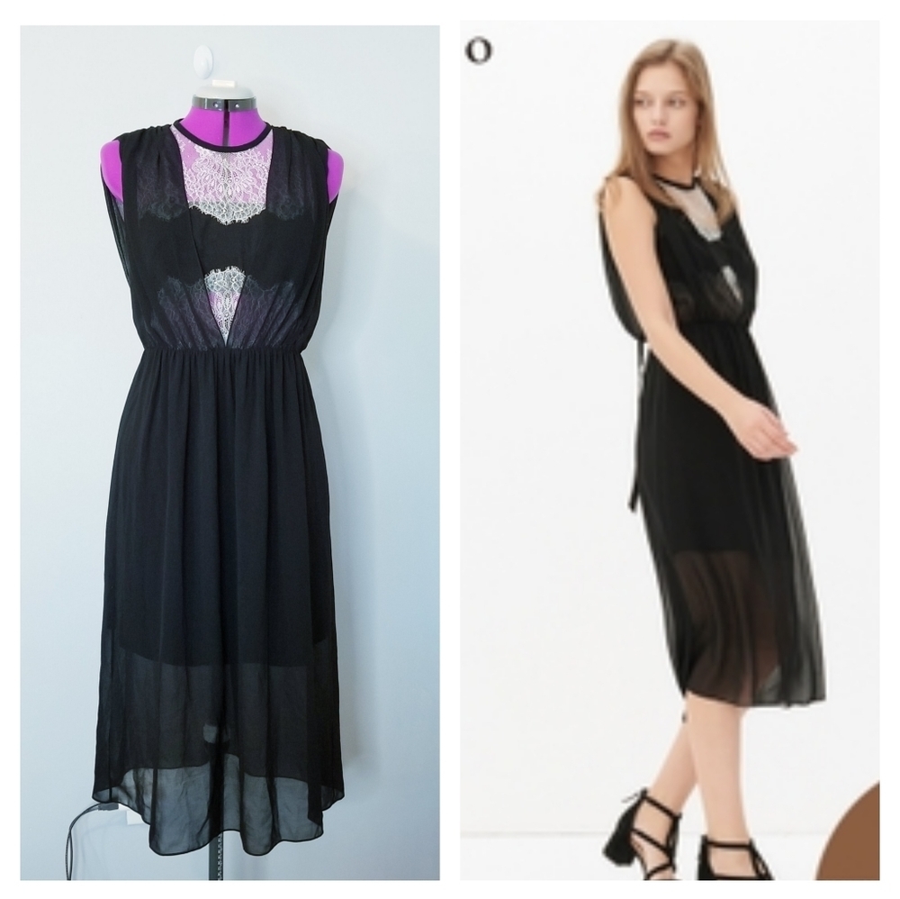 Sandro Lace Bodice / Back Tie Coctail Dress
